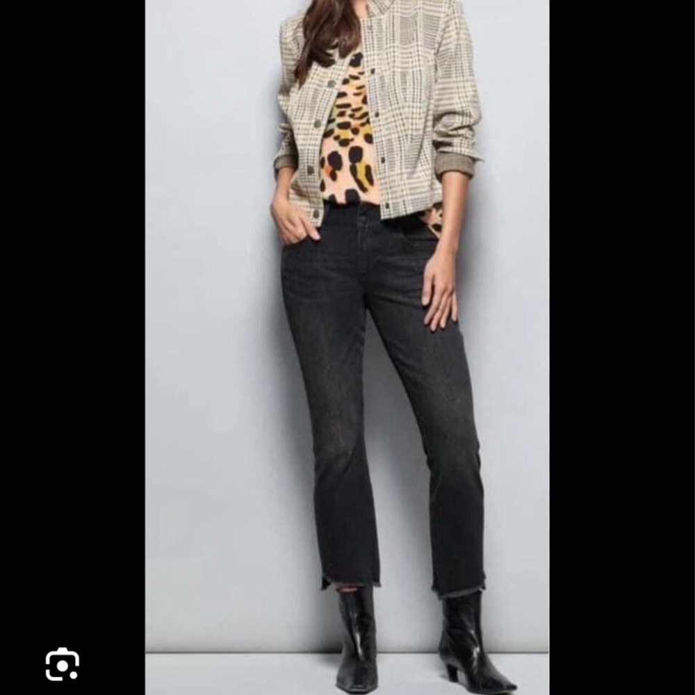 CAbi Hi Lo Crop Black Pants 4519 Wide Leg